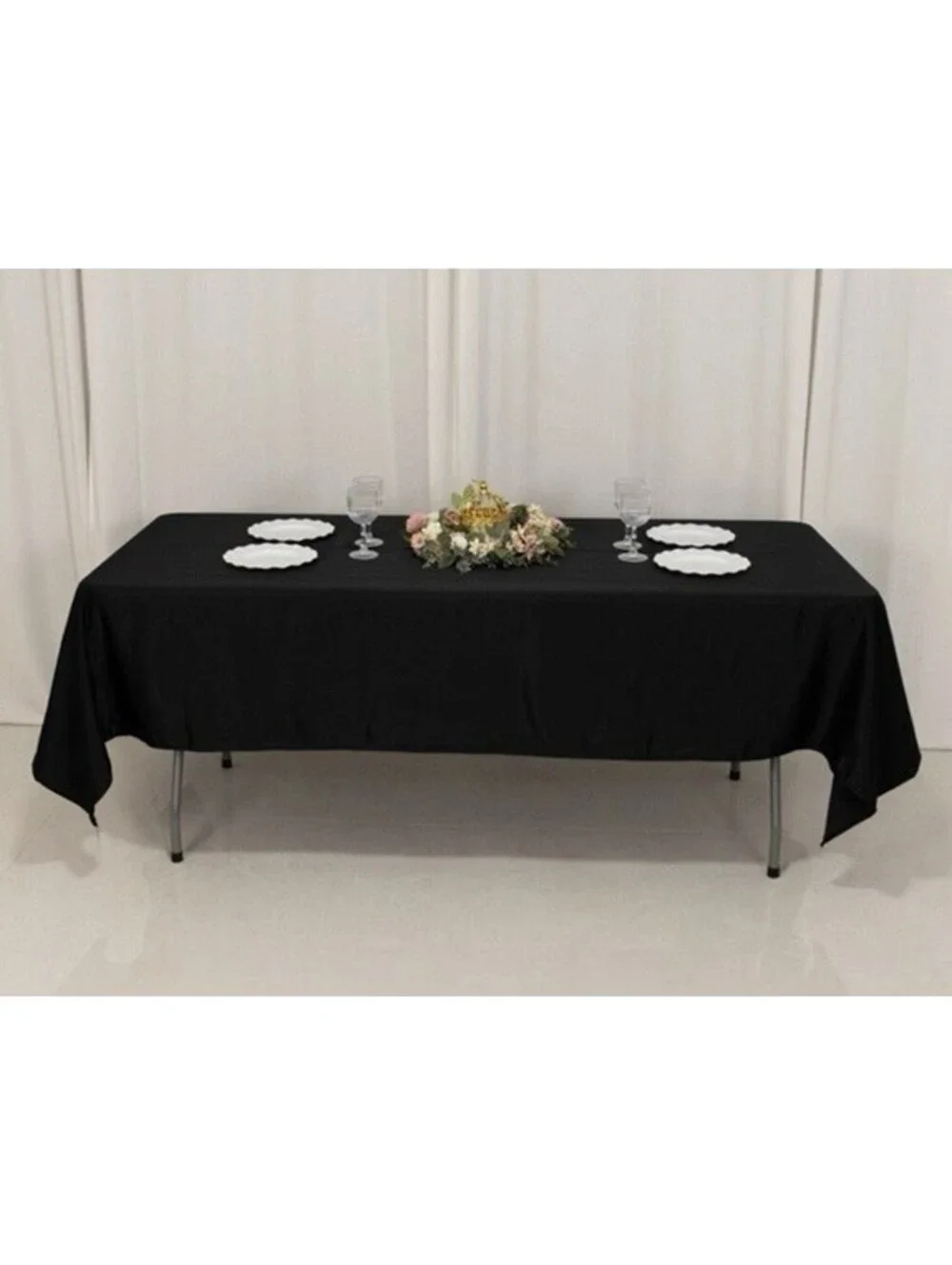 Large Black Polyester Rectangle Tablecloth 86x160”
